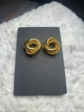 Gold Twisted Knot Stud Earrings - Classic Women's Jewelry